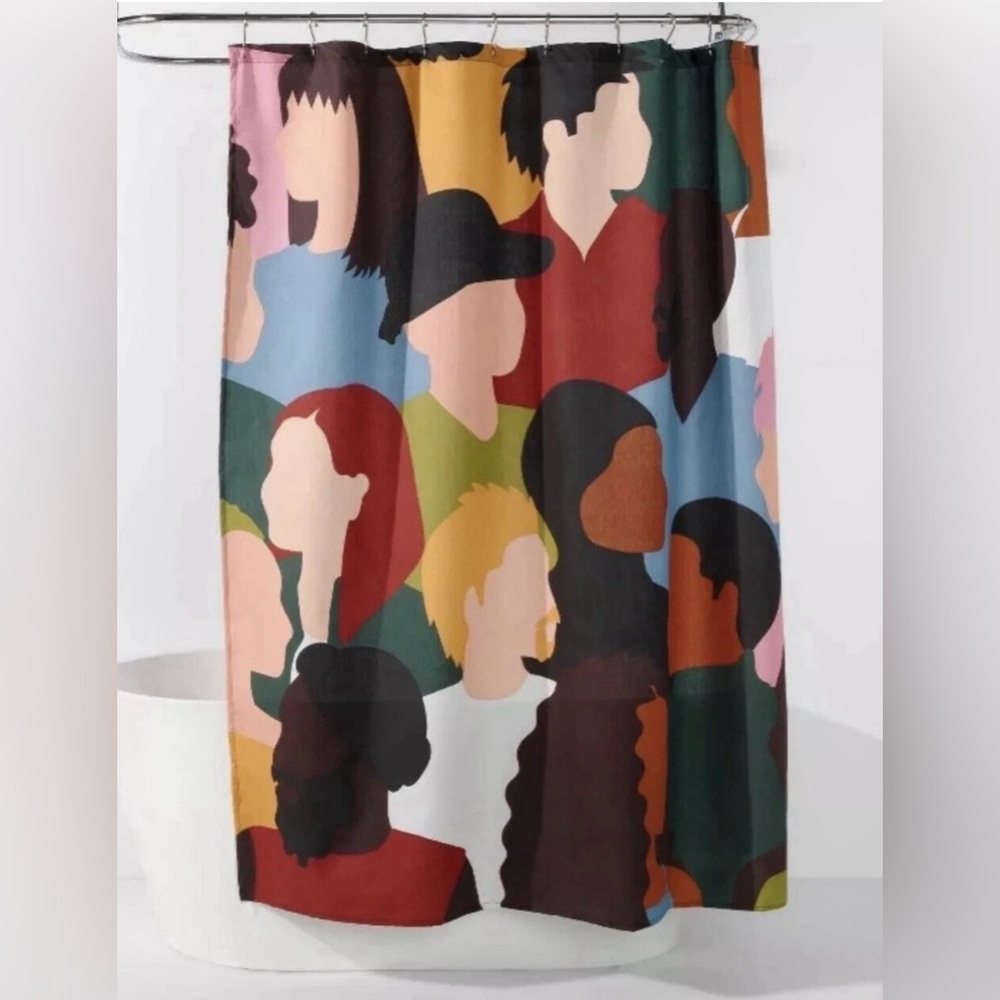 Room Essentials Diversity Multicolored Fabric Shower Curtain, Size: 72”x72, NWT